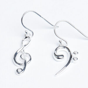 Boucles d'Oreilles Clé de Sol & Clé de Fa "HazenArt" (Argent Massif)