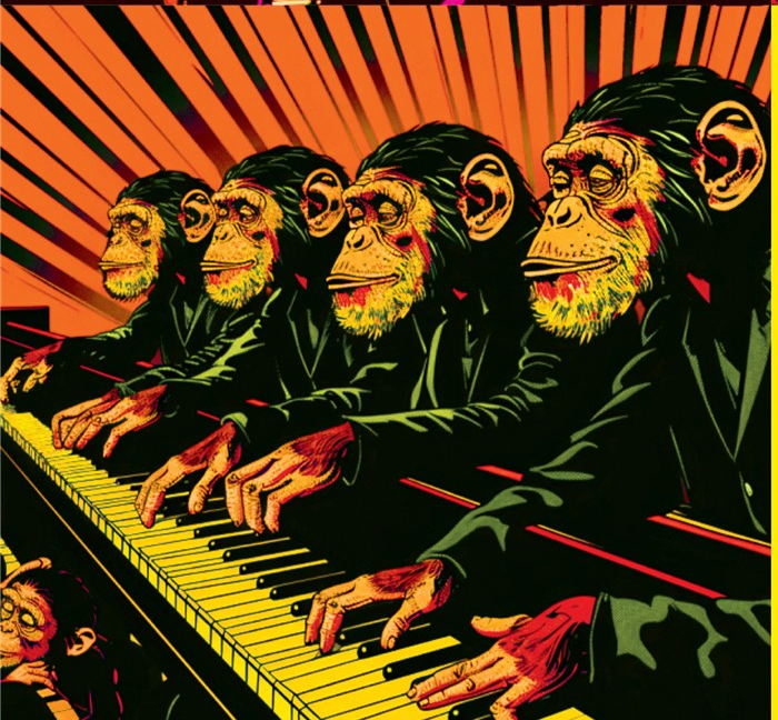 Chimpanzés pop-art au piano
